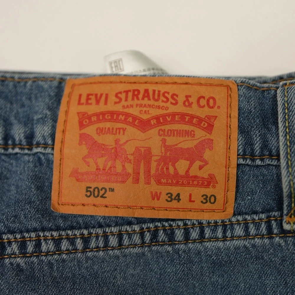 Levis 502 34X30 (35X28) Mens Thigh Distressed Straight Jeans Casual Ripped Pants